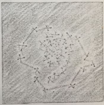 28.08.2020 Papier/Nähfaden - paper/sewing thread - papier/fil à coudre - papier/nitka Matthias Harnisch * Frottage du jour