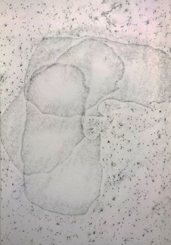 02.05.2016 Stein / Papierschnipsel - stone / paper scrap - pierre / morceau de papier - kamień / skrawek papieru Matthias Harnisch - Frottage du jour