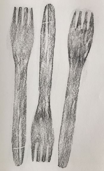 20.07.2017 Holzbesteck - wooden cutlery - couverts de bois - sztućce drewniane Matthias Harnisch - Frottage du jour