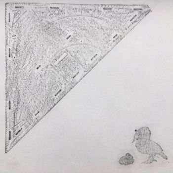 01.04.2017 Geodreieck/Papierschnipsel - set square/paper scraps - équerre-rapporteur/morceaux de papier - trójkąt kreślarski/skrawki papieru Matthias Harnisch - Frottage du jour