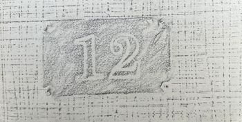 12.10.2023 Türschild und Tapete - doorplate and wallpaper - plaque de porte et papier peint - tabliczka na drzwiach i tapeta Matthias Harnisch * Frottage du jour
